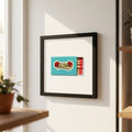 Matchbook Art Framed Print — Teal matchbook illustration, framed in black, white, or oak-tone finish