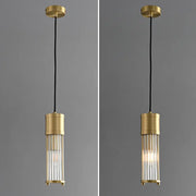 Brushed Brass Glass Rod Pendant Light