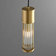 Brushed Brass Glass Rod Pendant Light