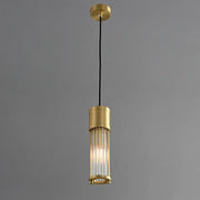 Brushed Brass Glass Rod Pendant Light