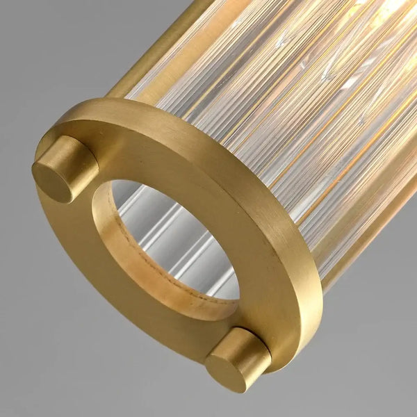 Brushed Brass Glass Rod Pendant Light