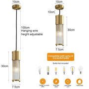 Brushed Brass Glass Rod Pendant Light