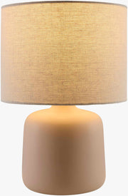 Matte Ceramic Linen Drum Shade Table Lamp