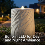 Spiral-Textured Polystone Outdoor Fountain