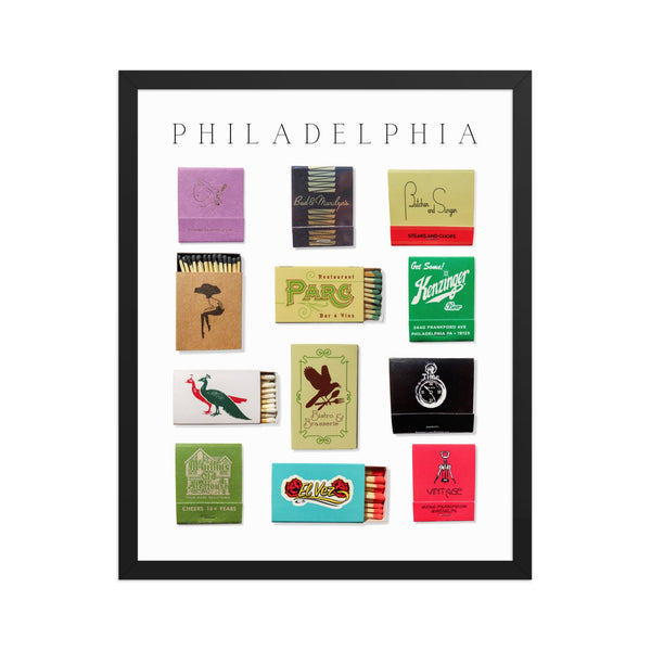 Philadelphia Matchbook Collection Framed Print — scale reference and proportion detail