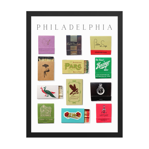 Close-up of glass clarity and rim detail — Philadelphia Matchbook Collection Framed Print