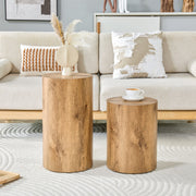 Wood-Grain Cylinder Side Table Set — scale reference and proportion detail