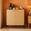 Chevron-Panel Two-Door Storage Cabinet – in white  natural | Roost & Roam