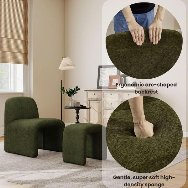 Chenille Arc Chair and Ottoman Set – ottoman (view 5) | Roost & Roam