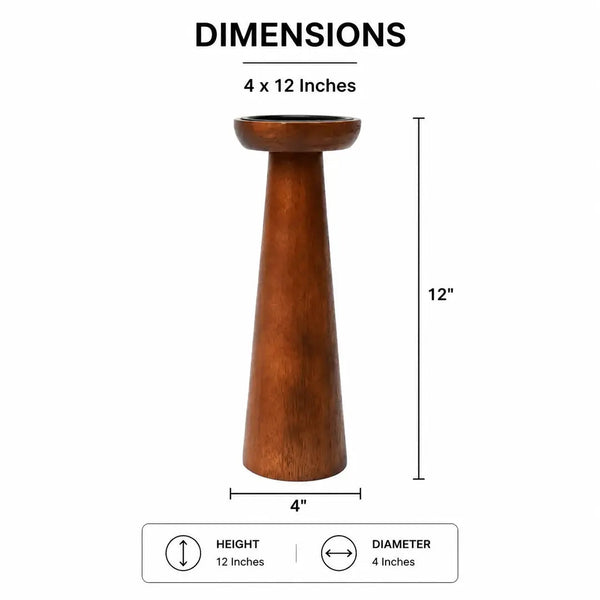 Turned Mango Wood Pillar Candle Holder