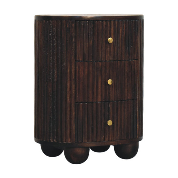 Fluted Mango Wood Drum Nightstand