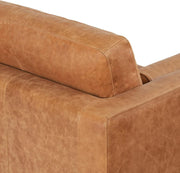 Cognac Leather Mid-Century Bolster Sofa