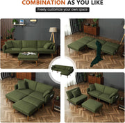 L-Shaped Linen Sleeper Sofa
