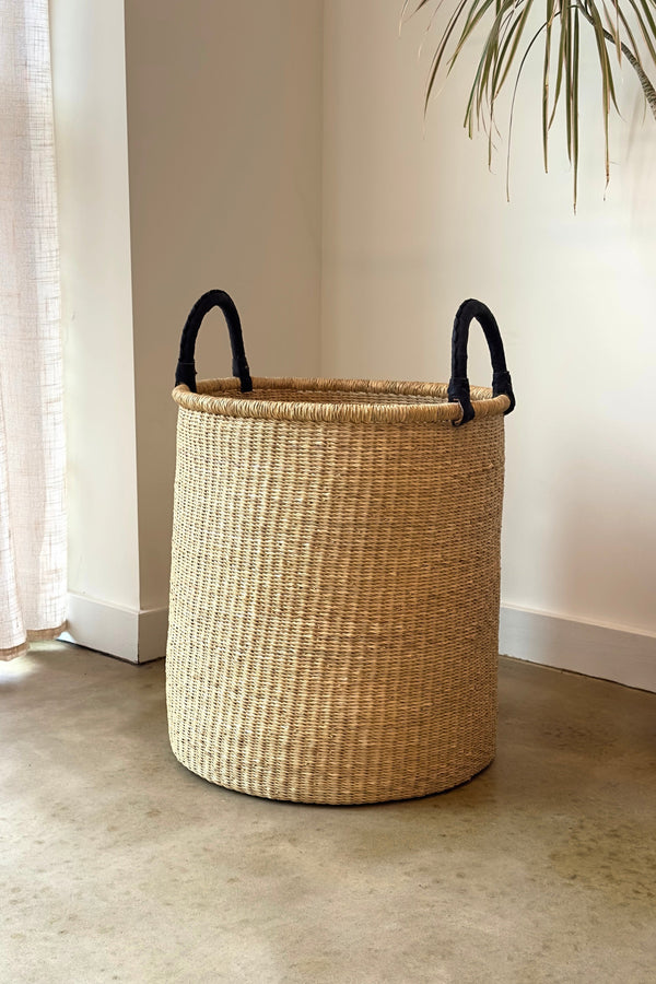 Handwoven Elephant Grass Laundry Hamper