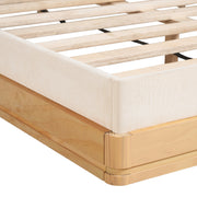Wood-Grain Platform Bed Frame