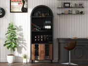 Arched Black Wood Bar Cabinet