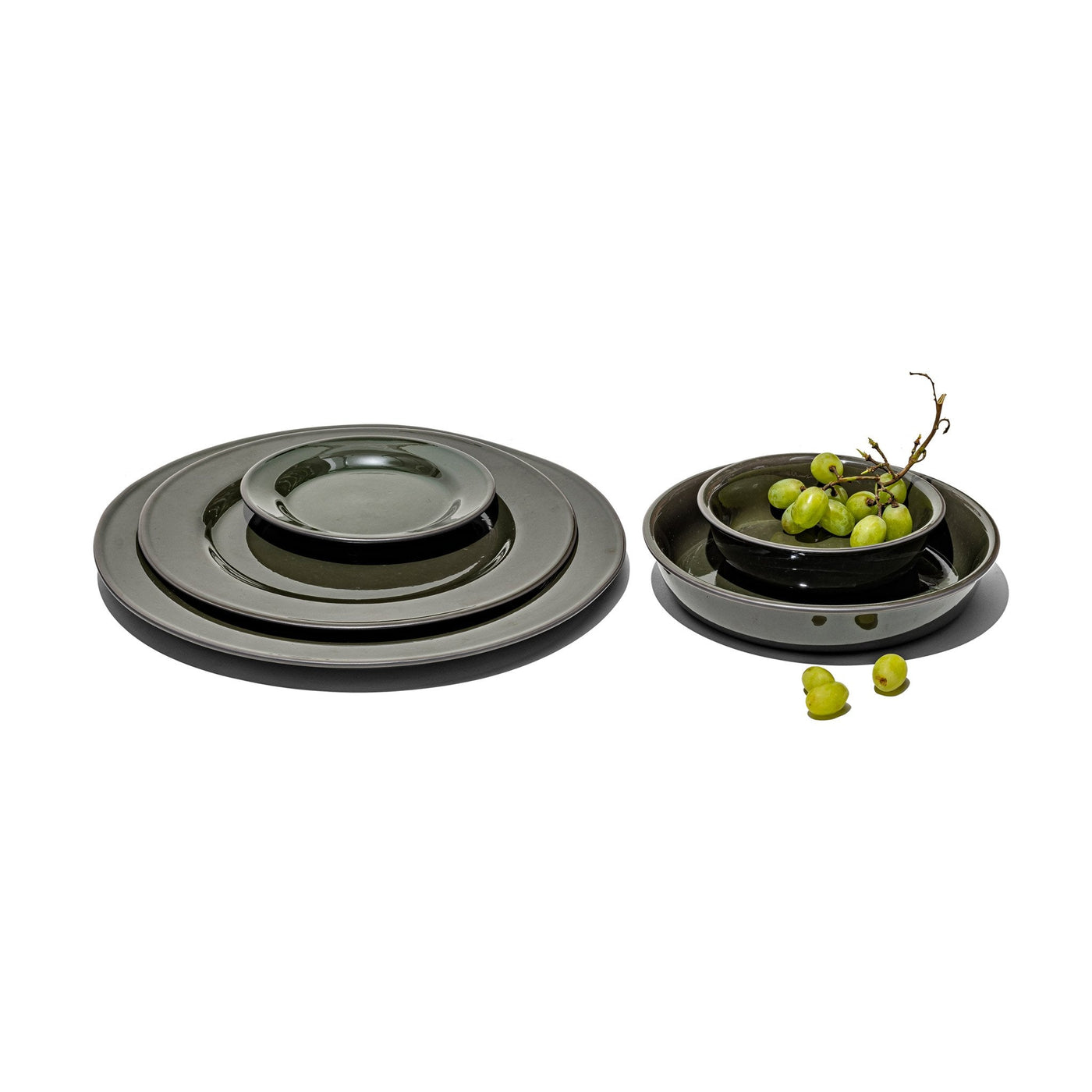 Glazed Stoneware Forest Green Dinner Plate