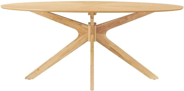 Oak-Finish Oval Dining Table