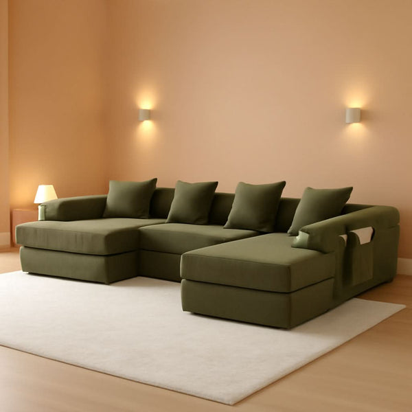 Corduroy Modular Sleeper Sectional Sofa
