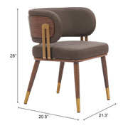 Faux Leather Dining Chair with Walnut & Gold Legs