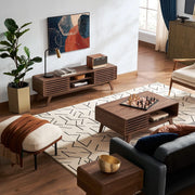 Slatted Walnut-Finish Media Console