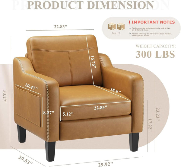 PU Leather Mid-Century Accent Chair