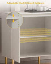 Fluted Matte White Sideboard Cabinet Set