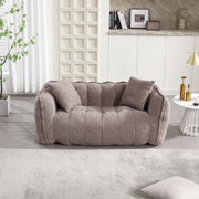 Close-up of material and construction detail — Boucle Channel-Tufted Loveseat Sofa