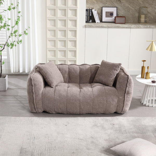 Close-up of material and construction detail — Boucle Channel-Tufted Loveseat Sofa