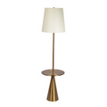 Brass-Tone Floor Lamp with Side Table styled in a warm reading corner