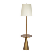 Brass-Tone Floor Lamp with Side Table styled in a warm reading corner