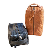 Hand-Woven Leather Toiletry Bag