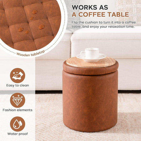 Tufted Faux Leather Storage Ottoman – ottoman (view 4) | Roost & Roam