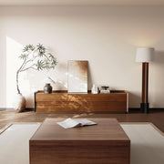 Walnut-Finish Fluted Media Console