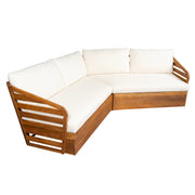 Acacia Wood V-Sectional Outdoor Sofa styled in an outdoor living space