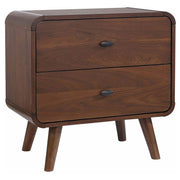 Two-Drawer Walnut-Finish Nightstand