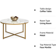 Faux Marble Cross-Leg Round Coffee Table (view 8) | Roost & Roam