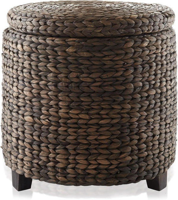 Woven Water Hyacinth Storage Ottoman – ottoman (view 4) | Roost & Roam