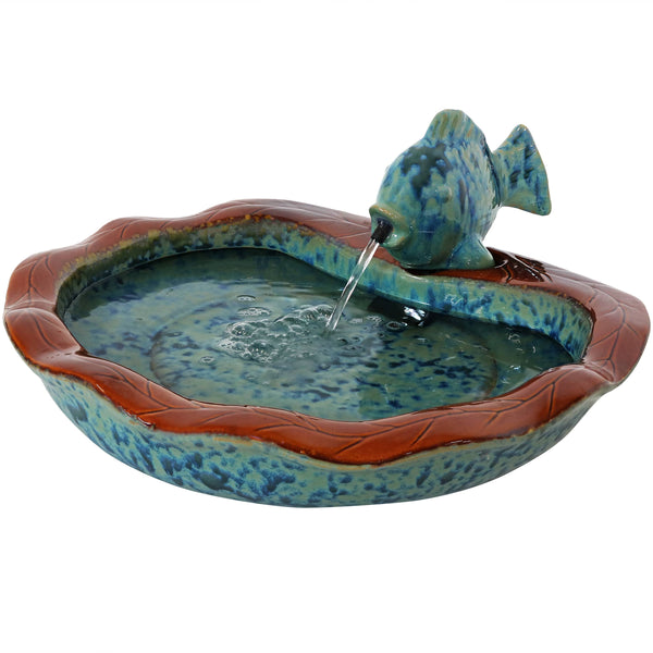 Glazed Ceramic Fish Garden Fountain