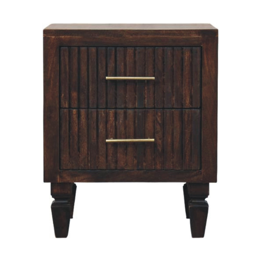 Fluted Mango Wood Two-Drawer Nightstand