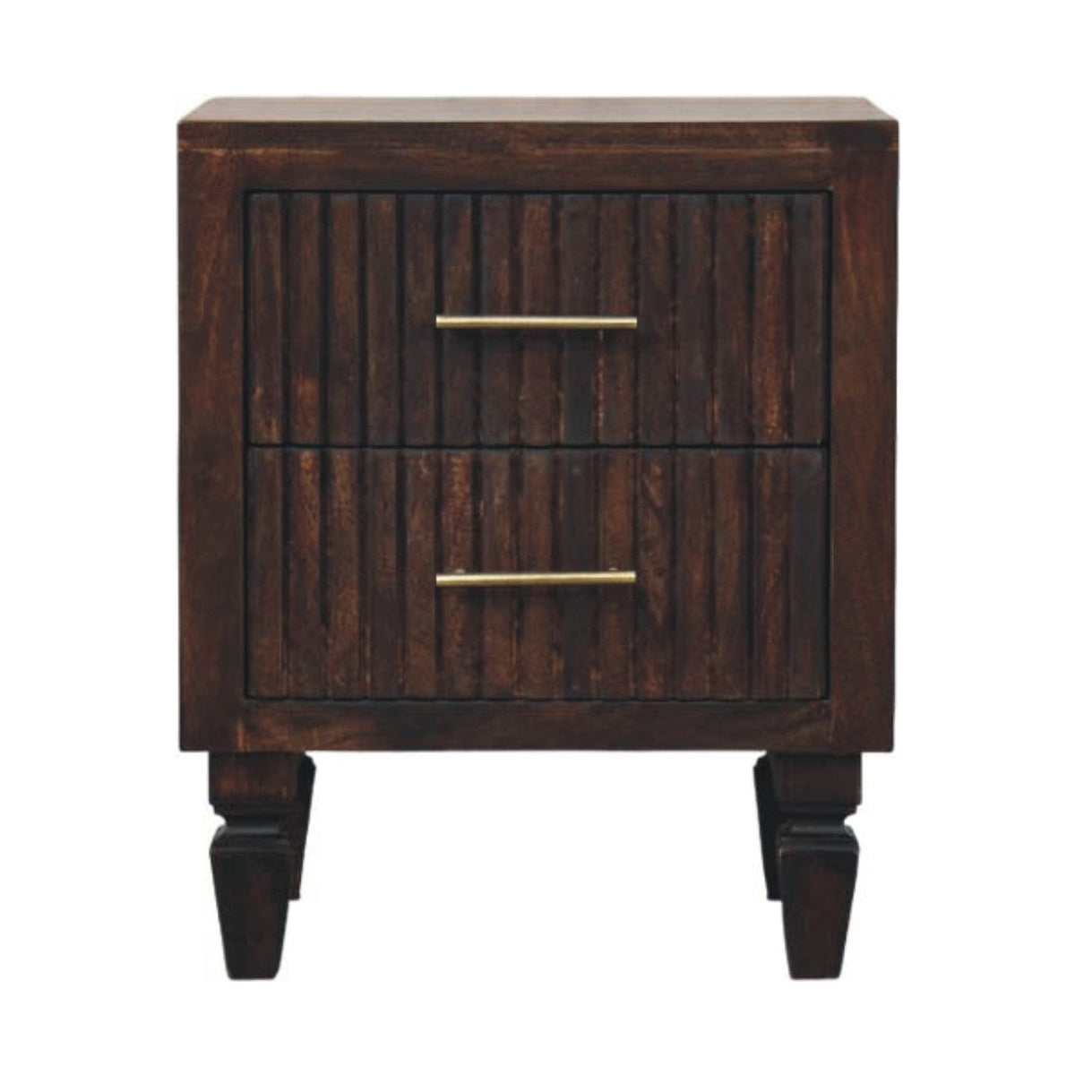 Fluted Mango Wood Two-Drawer Nightstand