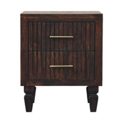 Fluted Mango Wood Two-Drawer Nightstand