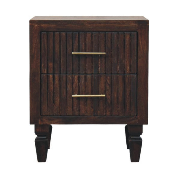 Fluted Mango Wood Two-Drawer Nightstand