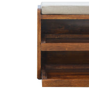 Mango Wood Linen-Top Shoe Storage Bench