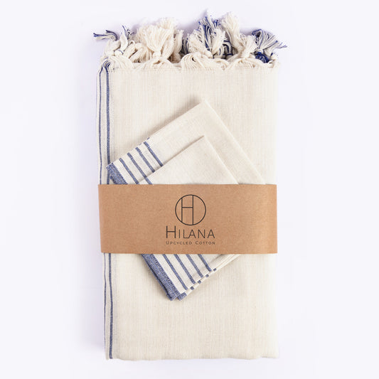 Striped Recycled Cotton Tablecloth Set