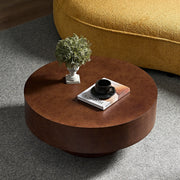 Burl Wood-Print Round Pedestal Coffee Table