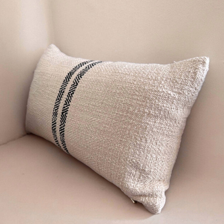 Slub Cotton Chevron-Stripe Lumbar Pillow