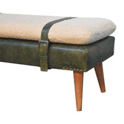 Bouclé Leather Upholstered Bench
