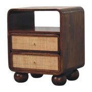 Mango Wood Rattan Two-Drawer Nightstand
