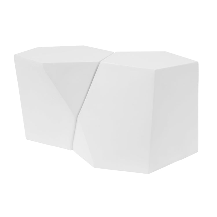 Geometric MGO Coffee Table Set styled with ceramics and a linen runner